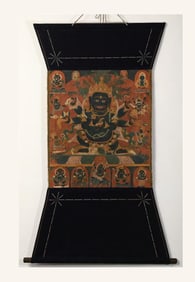 A Tibetan Black Ground Mahakala Thangka