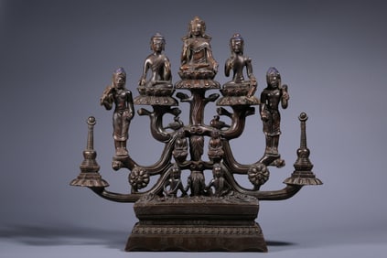 An Alloy Bronze Five-Buddha Tree