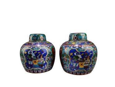 A Pair of Chinese Cloisonne Jars