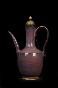 A Junyao Pot with Silver and Gilt Lid
