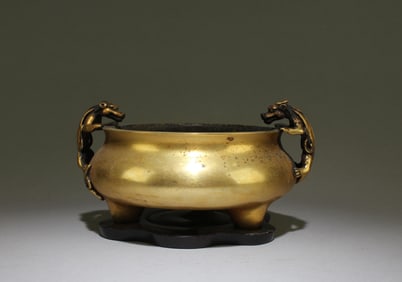 A Double-ear Gilt Bronze Censer