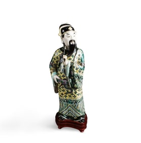 Antique 18th Century Famille Verte Deity Statue