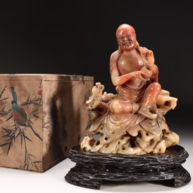 A Shoushan Stone Sculpture of Arhat