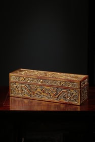 A Wood Lacquered Imperial Edict Box with Dragon Design