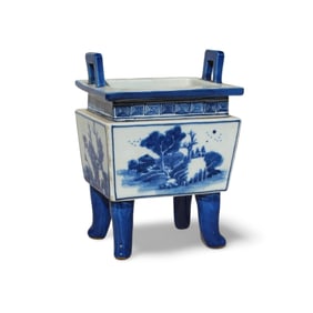 A Blue and White Incense Burner