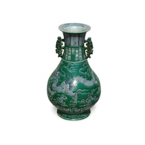A Blue and Green Dragon Vase