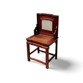 An Antique Hardwood Chair with Marble Back