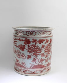 Antique Iron Red Porcelain Brushpot