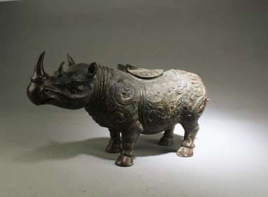 Chinese Bronze Rhinocerous Figurine