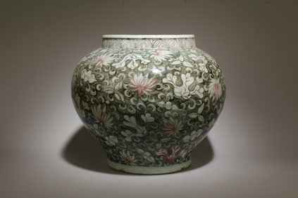 A Blue, White, and Red Jar