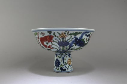 Chinese Doucai Stem Bowl