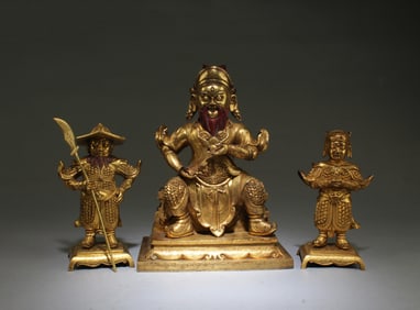 A Group of Three 18th Century Bronze Deity Statues