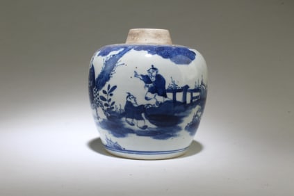 Antique Blue & White Porcelain Jar