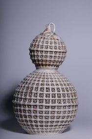 A Blanc De Chine Reticulated Gourd Vase