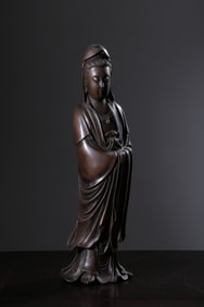 A Bronze Standing Guanyin Statue