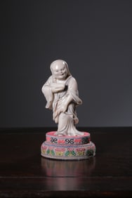 A Shoushan Furong Stone Standing Arhat Statue