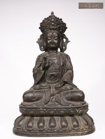 A Seated Bronze Guanyin Statue