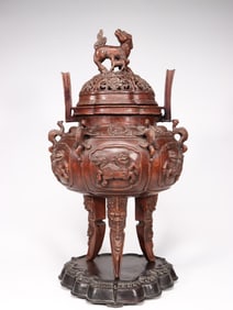An Agarwood Incense Burner with Auspicious Beast Motif