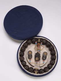 A Prayer Beads Set with Agarwood and Gold Beads