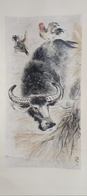 A Hanging Scroll Depicting Water Buffalo Attributed to Fang Rending