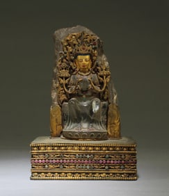 A Gilt Bronze & Crystal Bodhisattva Statue