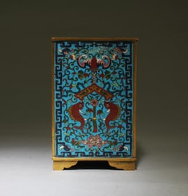 Chinese Cloisonne Square-shaped Brushpot