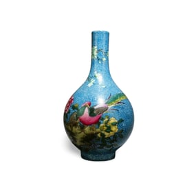 A Fencai Vase with Bird Motif