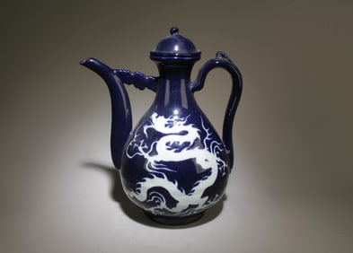 A Blue Glazed Dragon Pot