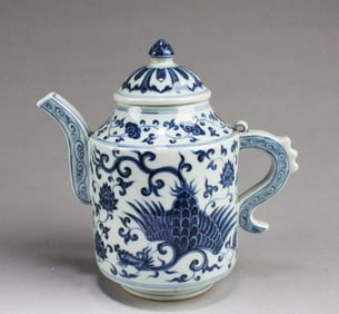 Chinese Blue & White  Porcelain Teapot