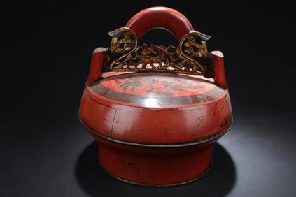 Chinese Wooden two-Tier Round Container
