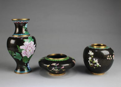A Group of Three Cloisonne Ornaments