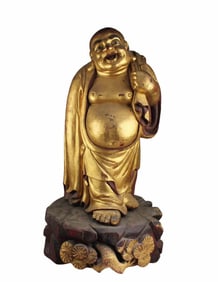 Chinese Carved Gilt Wooden Arhat