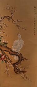 Chinese Bird Flower Hanging Scroll Painting