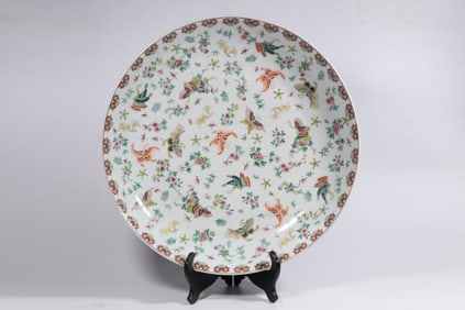 A Fencai Enamel Porcelain Butterfly Charger