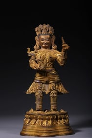 A Gilt Bronze Vaisravana Statue