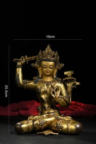 A Gilt Bronze Manjusri Statue