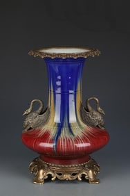 A Porcelain Vase with Bronze Accents
