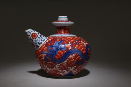 A Blue and Red Pot