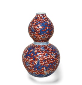 A Blue and Red Double-Gourd Vase