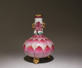 A Lotus Flower Bottle Base with Gilt Accents