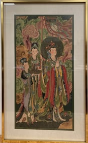 A Framed Painting on Silk
