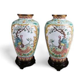 A Pair of Chinese Enamel Vases, Republic Period