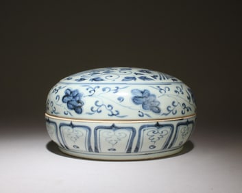 A Blue and White Porcelain Lidded Box