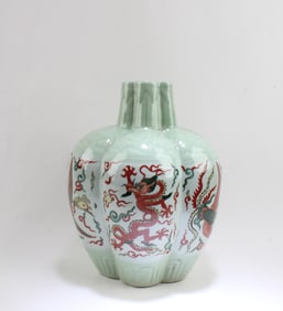 Chinese Dragon Phoenix Porcelain Vase
