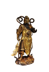 A Gilt Bronze GuanYu Statue