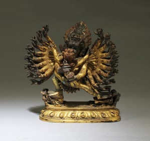 18th C. Chinese Gilt Bronze Bodhisattva Statue