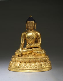 Ming Dynasty Chinese Gilt Bronze Buddha Statue