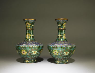 A Pair of Chinese Cloisonnes Vases