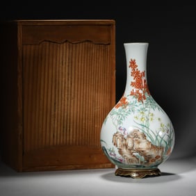 A Fencai Enamel Flower Appreciation Vase