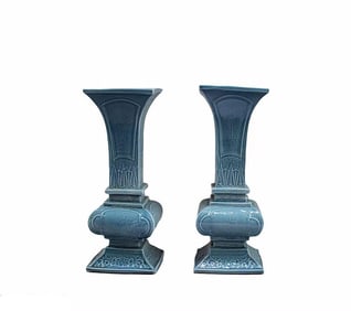 A sky blue Square Gu vase of late Qianlong